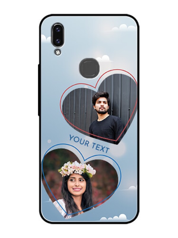 Custom Vivo V9 Custom Glass Mobile Case  - Blue Color Couple Design 