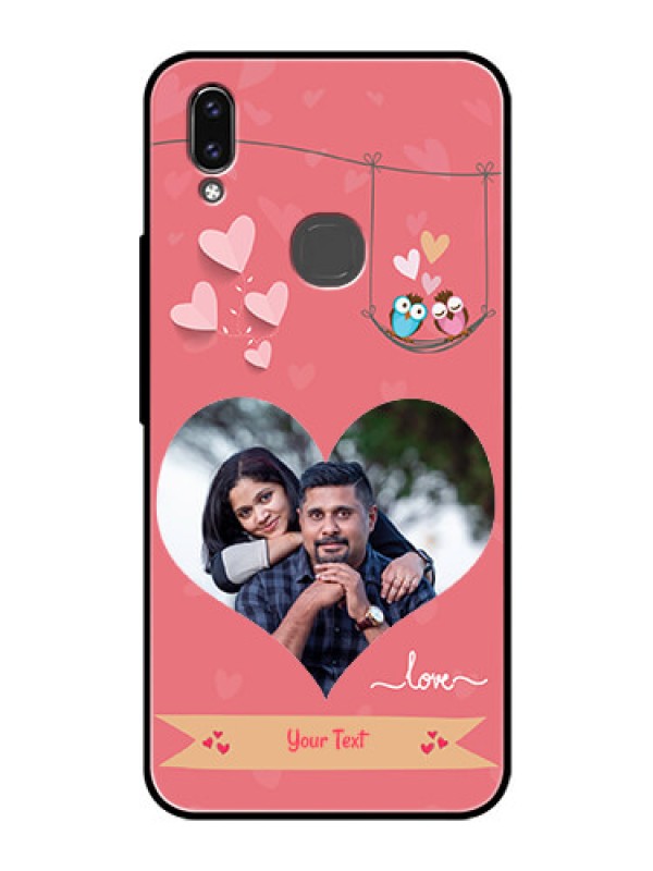 Custom Vivo V9 Personalized Glass Phone Case  - Peach Color Love Design 