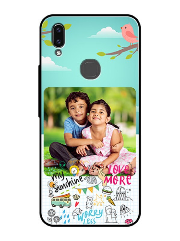 Custom Vivo V9 Photo Printing on Glass Case  - Doodle love Design