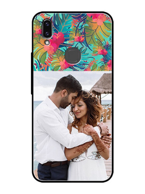 Custom Vivo V9 Photo Printing on Glass Case  - Watercolor Floral Design