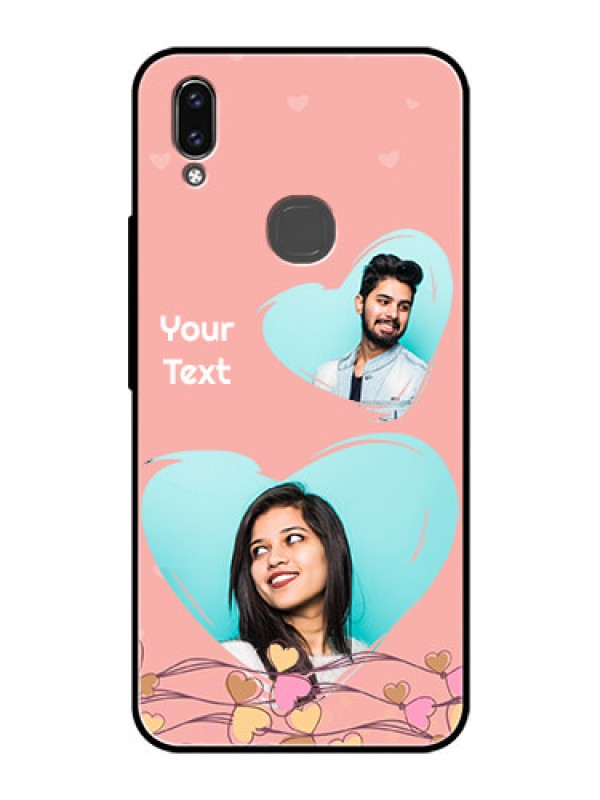 Custom Vivo V9 Custom Glass Mobile Case  - Love Doodle Design