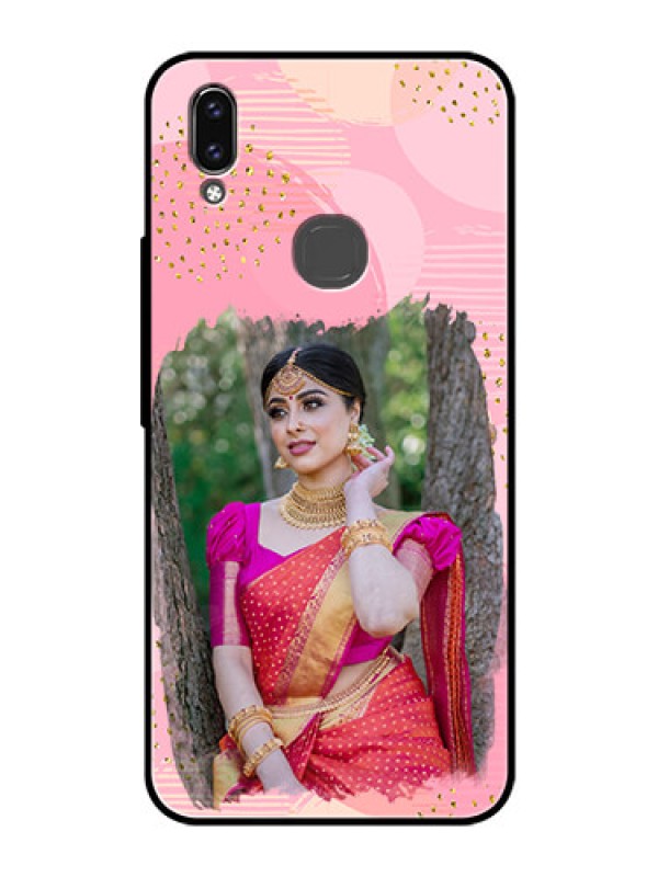 Custom Vivo V9 Personalized Glass Phone Case  - Gold Glitter Splash Design