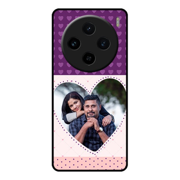 Vivo X100 5G Custom Glass Phone Case - Violet Love Dots Design