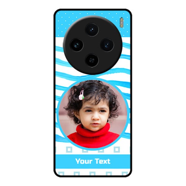 Vivo X100 5G Custom Glass Phone Case - Simple Blue Case Design