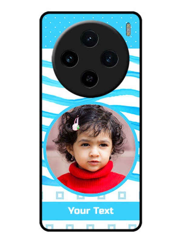 Custom Vivo X100 5G Custom Glass Phone Case - Simple Blue Case Design