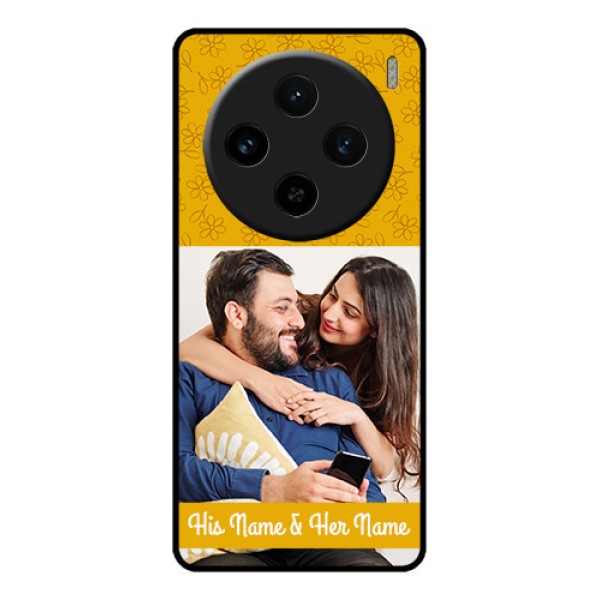 Vivo X100 5G Custom Glass Phone Case - Yellow Floral Design
