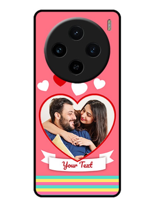 Custom Vivo X100 5G Custom Glass Phone Case - Love Shapes Doodle Design