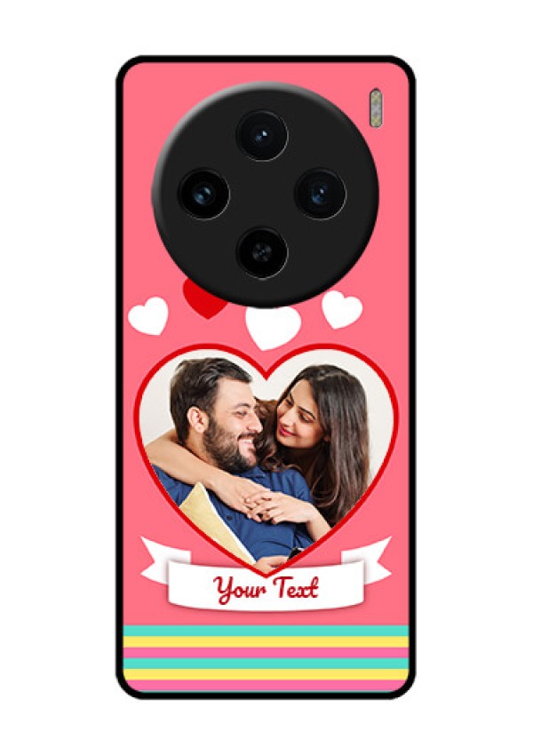 Vivo X100 5G Custom Glass Phone Case - Love Shapes Doodle Design