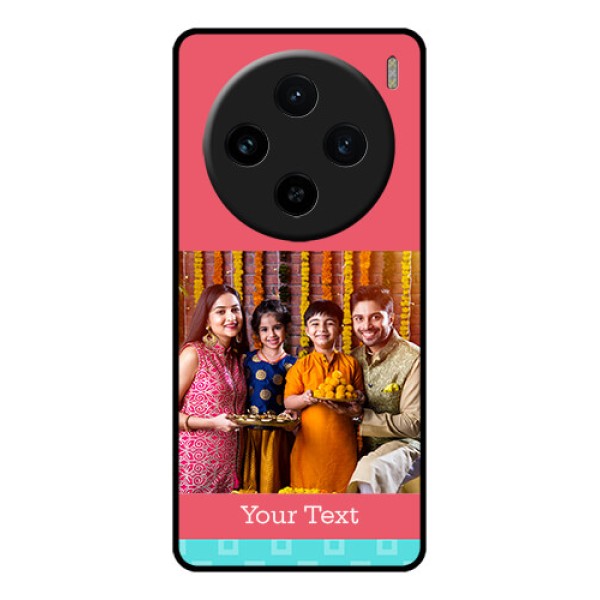 Vivo X100 5G Custom Glass Phone Case - Peach & Blue Color Design