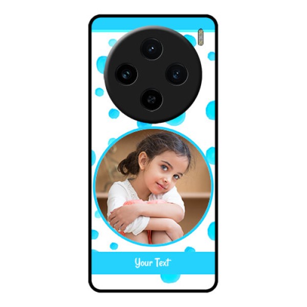 Vivo X100 5G Custom Glass Phone Case - Blue Bubbles Pattern Design