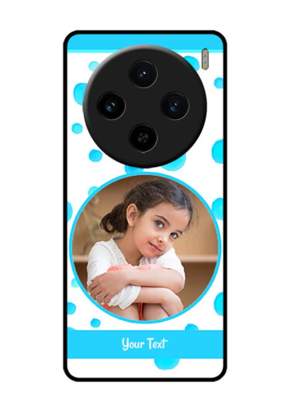 Vivo X100 5G Custom Glass Phone Case - Blue Bubbles Pattern Design