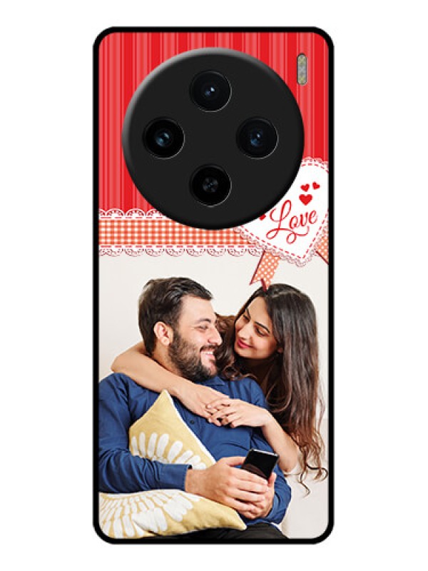 Custom Vivo X100 5G Custom Glass Phone Case - Red Love Pattern Design