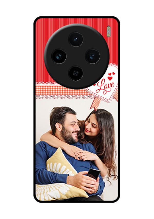 Vivo X100 5G Custom Glass Phone Case - Red Love Pattern Design