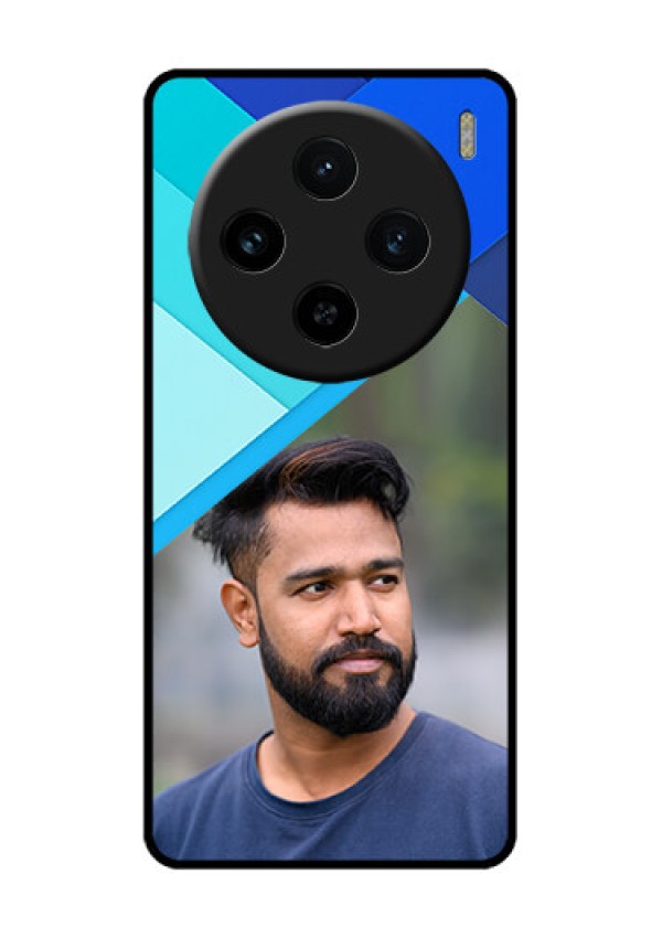 Vivo X100 5G Custom Glass Phone Case - Blue Pattern Design