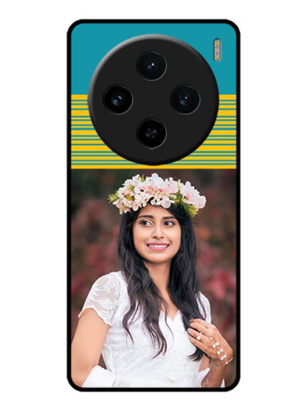 Custom Vivo X100 5G Custom Glass Phone Case - Yellow & Blue Design