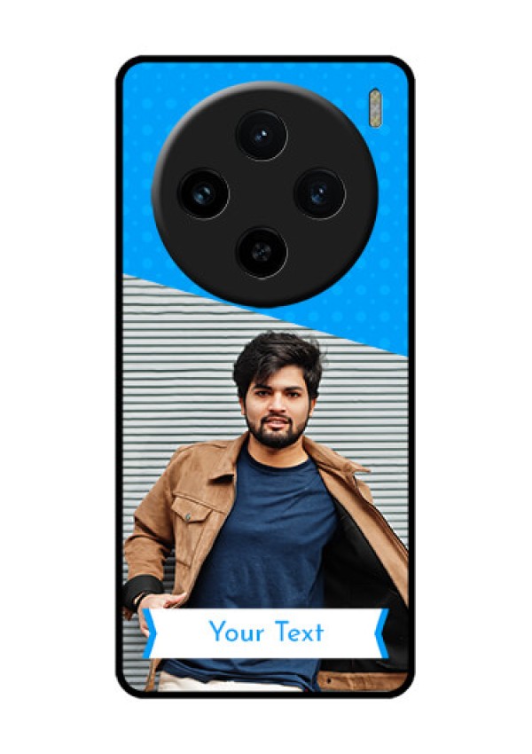 Vivo X100 5G Custom Glass Phone Case - Simple Blue Color Design