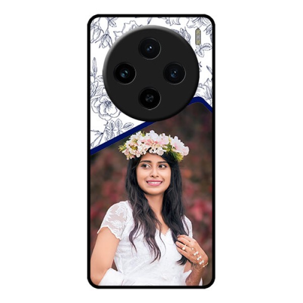 Vivo X100 5G Custom Glass Phone Case - Classy Floral Design