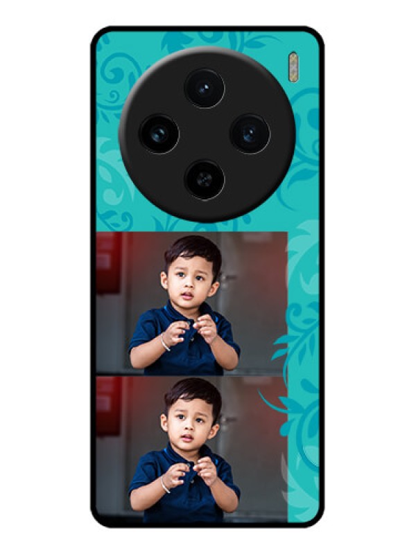 Custom Vivo X100 5G Custom Glass Phone Case - With Photo And Green Floral Design