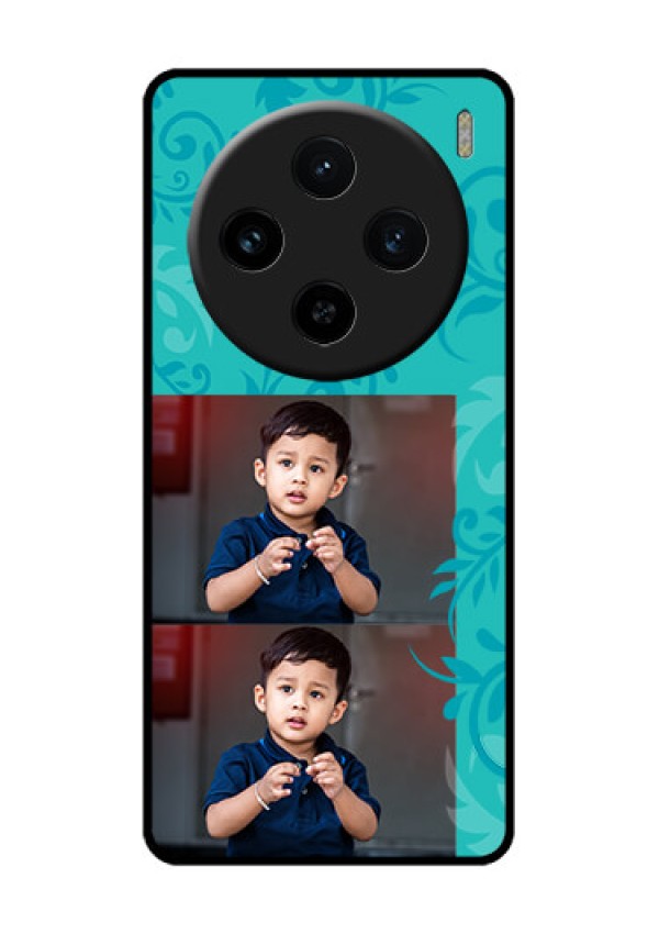 Vivo X100 5G Custom Glass Phone Case - With Photo And Green Floral Design