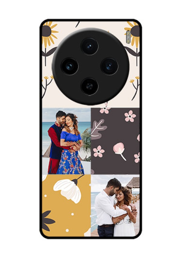 Vivo X100 5G Custom Glass Phone Case - 3 Images With Floral Design