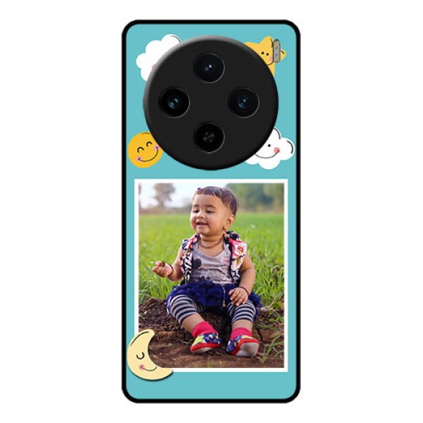 Vivo X100 5G Custom Glass Phone Case - Smiley Kids Stars Design