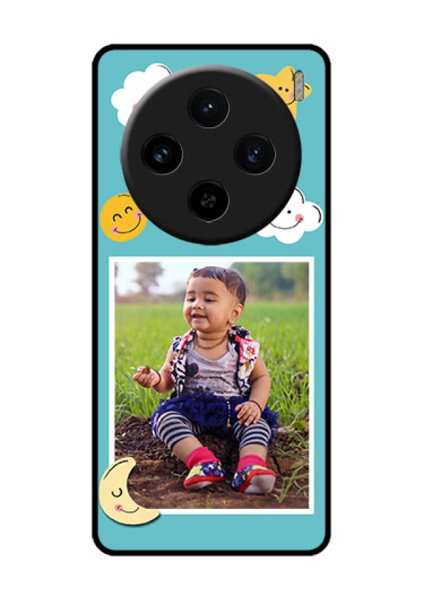Vivo X100 5G Custom Glass Phone Case - Smiley Kids Stars Design