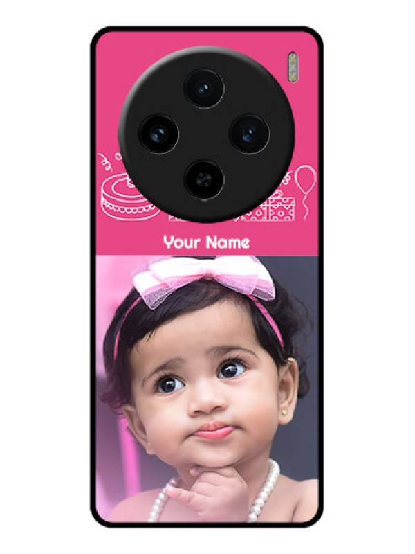 Custom Vivo X100 5G Custom Glass Phone Case - With Birthday Line Art Design