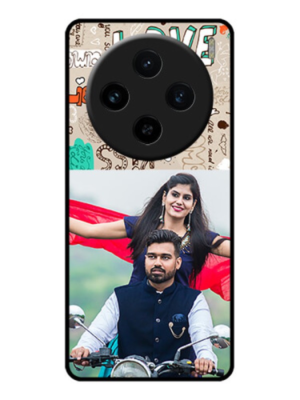 Custom Vivo X100 5G Custom Glass Phone Case - Love Doodle Pattern