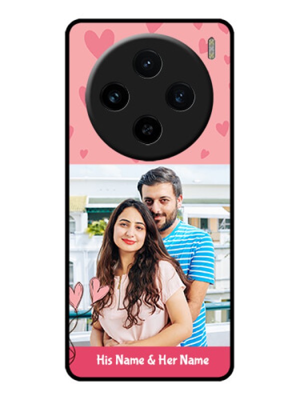 Custom Vivo X100 5G Custom Glass Phone Case - Love Design Peach Color