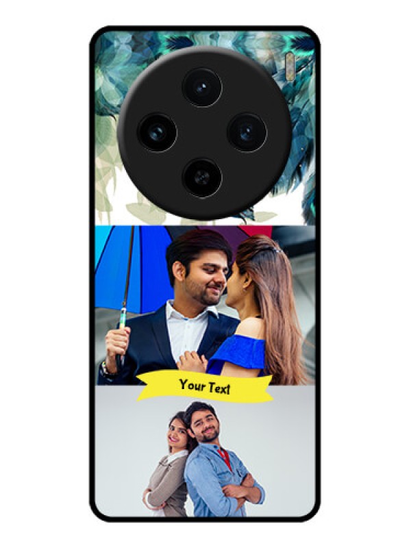 Custom Vivo X100 5G Custom Glass Phone Case - Image With Boho Peacock Feather Design