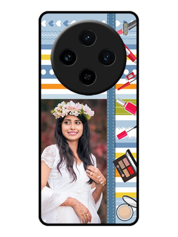 Custom Vivo X100 5G Custom Glass Phone Case - Makeup Icons Design