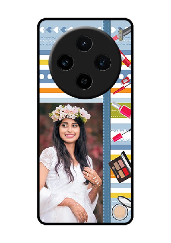 Vivo X100 5G Custom Glass Phone Case - Makeup Icons Design