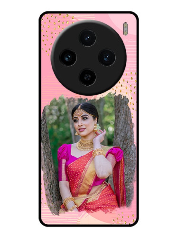 Custom Vivo X100 5G Custom Glass Phone Case - Gold Glitter Splash Design