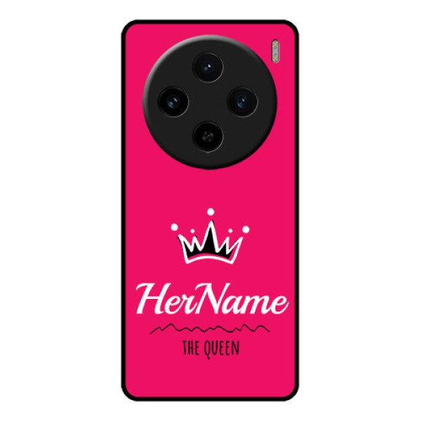 Vivo X100 5G Custom Glass Phone Case - Queen With Name Design Vivo X100 5G Custom Glass Phone Case - Queen With Name Design