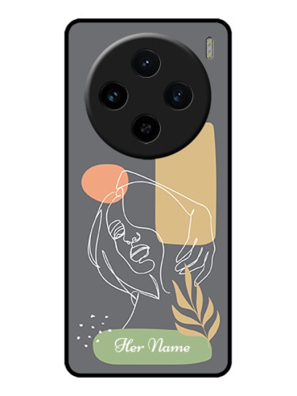 Custom Vivo X100 5G Custom Glass Phone Case - Gazing Woman Line Art Design