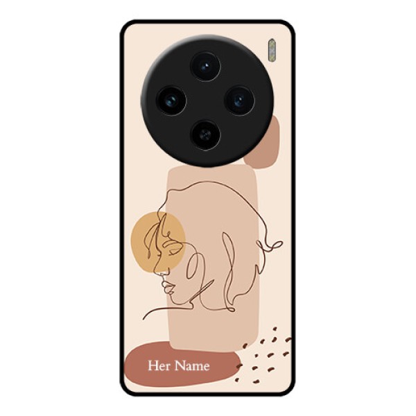 Vivo X100 5G Custom Glass Phone Case - Calm Woman Line Art Design