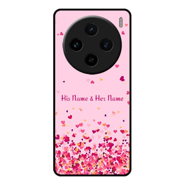 Vivo X100 5G Custom Glass Phone Case - Floating Hearts Design