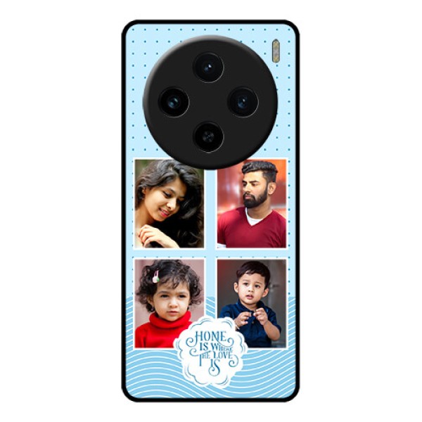 Vivo X100 5G Custom Glass Phone Case - Cute Love Quote With 4 Pic Upload Design Vivo X100 5G Custom Glass Phone Case - Cute Love Quote With 4 Pic Upload Design