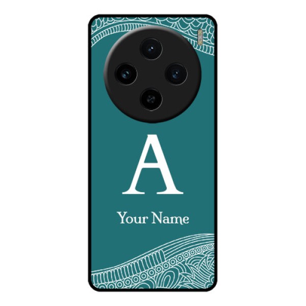 Vivo X100 5G Custom Glass Phone Case - Line Art Pattern With Custom Name Design Vivo X100 5G Custom Glass Phone Case - Line Art Pattern With Custom Name Design