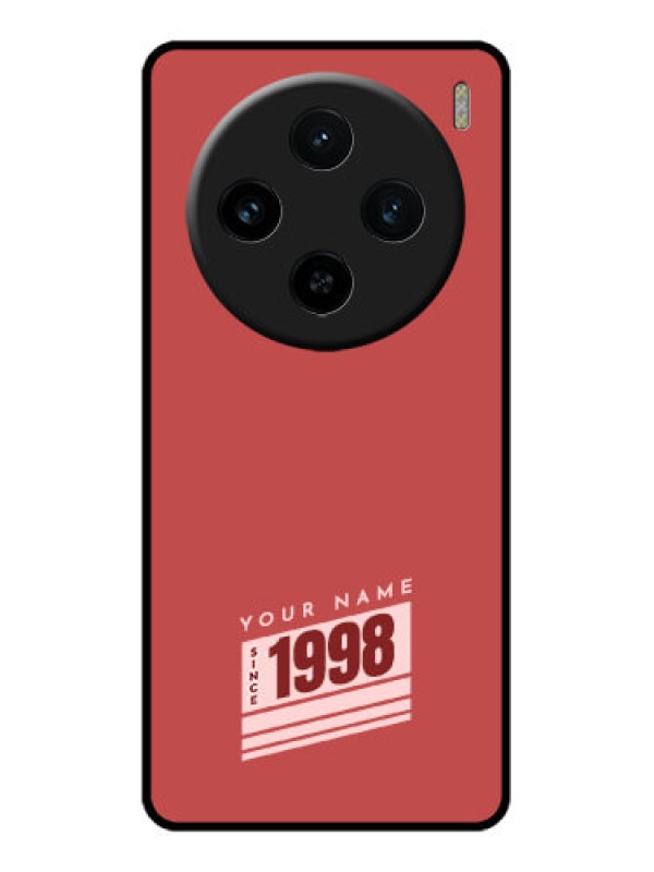 Custom Vivo X100 5G Custom Glass Phone Case - Red Custom Year Of Birth Design