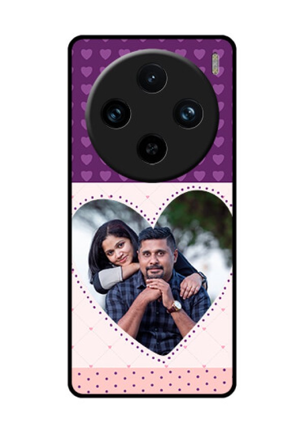 Vivo X100 Pro 5G Custom Glass Phone Case - Violet Love Dots Design
