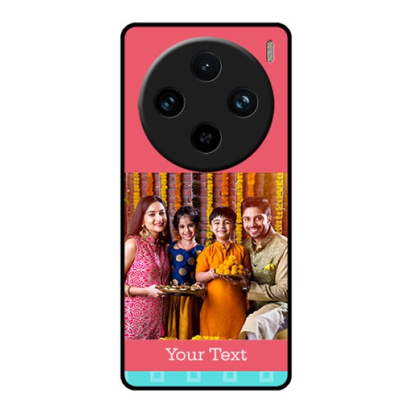 Vivo X100 Pro 5G Custom Glass Phone Case - Peach & Blue Color Design