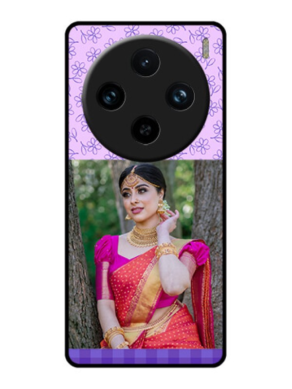 Custom Vivo X100 Pro 5G Custom Glass Phone Case - Purple Floral Design