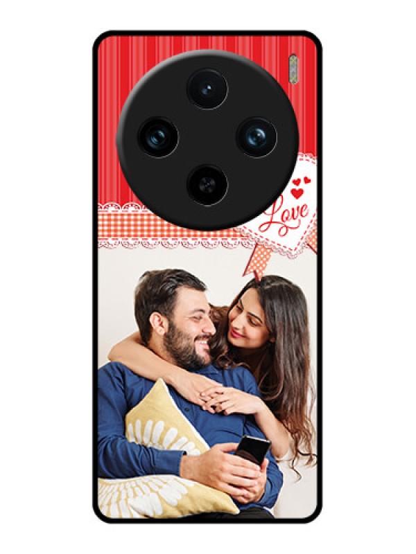 Custom Vivo X100 Pro 5G Custom Glass Phone Case - Red Love Pattern Design