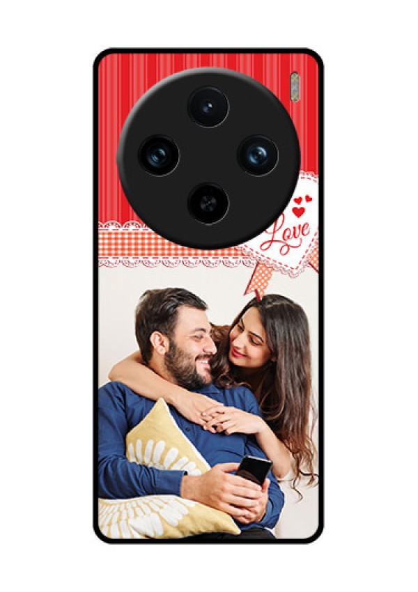Vivo X100 Pro 5G Custom Glass Phone Case - Red Love Pattern Design