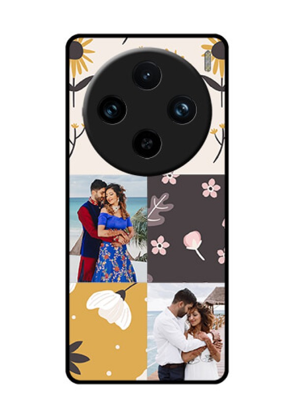Vivo X100 Pro 5G Custom Glass Phone Case - 3 Images With Floral Design
