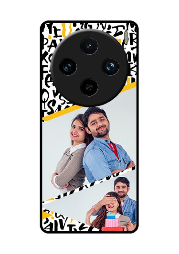 Vivo X100 Pro 5G Custom Glass Phone Case - Letters Pattern Design