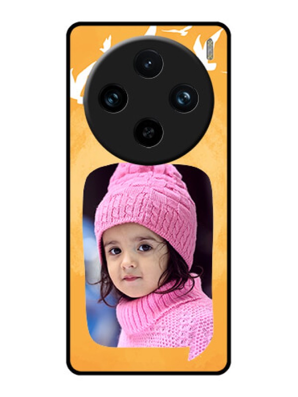 Custom Vivo X100 Pro 5G Custom Glass Phone Case - Water Color Design With Bird Icons