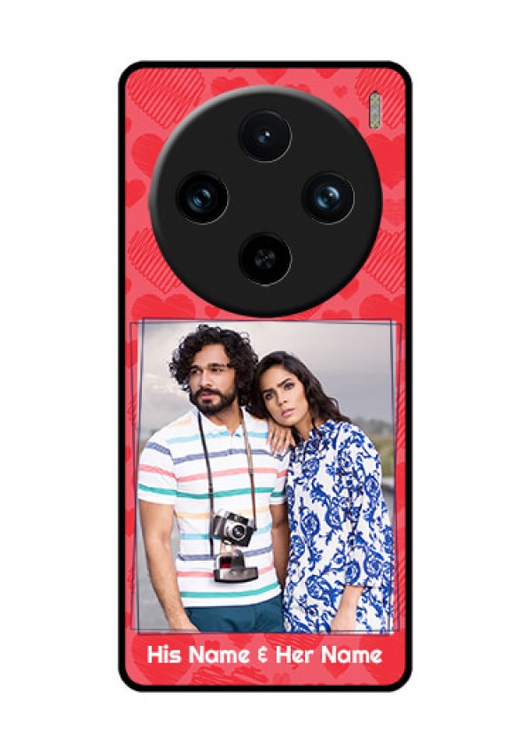 Vivo X100 Pro 5G Custom Glass Phone Case - With Red Heart Symbols Design