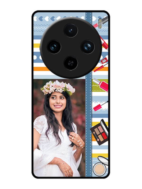 Custom Vivo X100 Pro 5G Custom Glass Phone Case - Makeup Icons Design